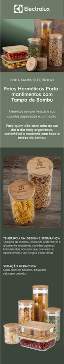Kit Potes Herméticos com Tampa de Bambu – Organização e Conservação de Alimentos