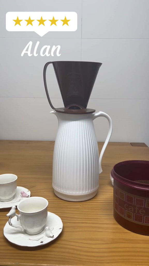 Garrafa Térmica de Café Laradore Bird - Branca e Dourada 1L