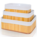 Kit 3 Cestos Organizadores de Bambu Multiuso com Forro