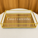 Bandeja com Espelho Decorativa Espelhada Multiuso Retangular ou Redonda para Penteadeira ou Banheiro