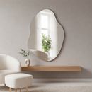 Espelho Orgânico 70x50 Lapidado Polido Moderno Decorativo C/SUPORTE (Habitare Home Decor)