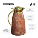 Garrafa Termica 1Litro Luxo Marmorizada Dourada Café Chá Agua Quente Frio