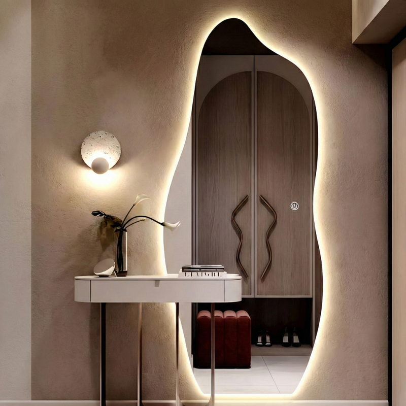 Espelho Lopazzi Orgânico Com Led 170cm x 70cm Corpo Inteiro Grande Quarto Sala Banheiro Grande Moderno Luxo