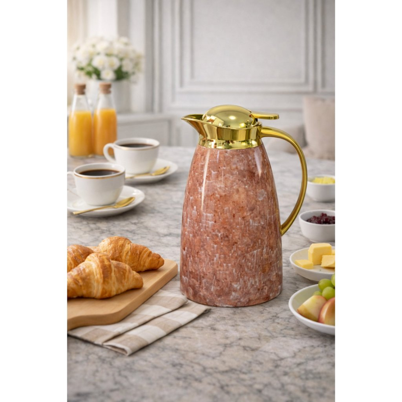 Garrafa Térmica 1L Luxo Marmorizada – Mantém Quente e Frio por Horas com Elegância – Encantara