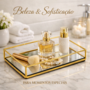 Bandeja com Espelho Decorativa Espelhada Multiuso Retangular ou Redonda para Penteadeira ou Banheiro