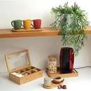 Organizador Porta Chá Sachê Bambu Caixa Decorativa Bijuterias 6/8 Divisórias Especiarias