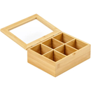 Organizador Porta Chá Sachê Bambu Caixa Decorativa Bijuterias 6/8 Divisórias Especiarias