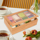 Organizador Porta Chá em Bambu com Divisórias – Caixa Elegante para Sachês e Especiarias – Encantara